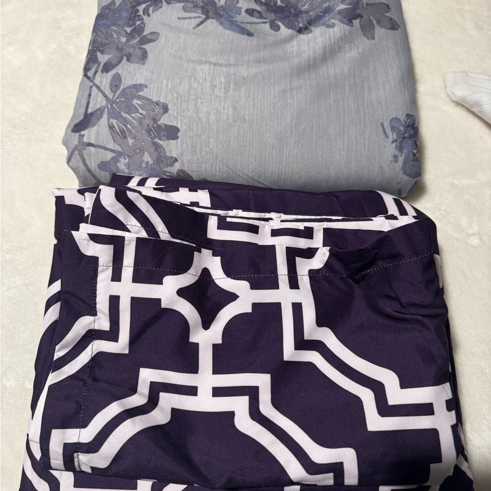 Navy and White Geometric Bedding Cover
